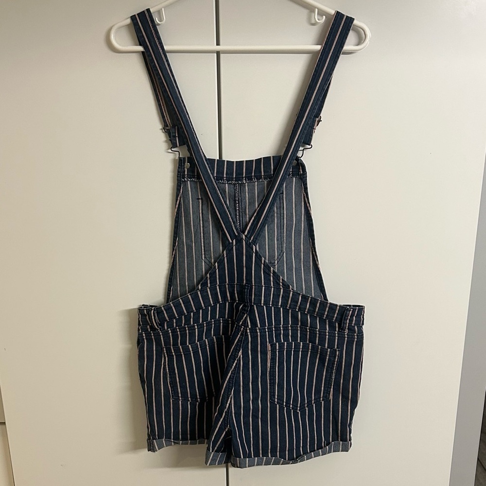 Others Follow Blue and White Striped Overalls Romper - Picture 4 of 8